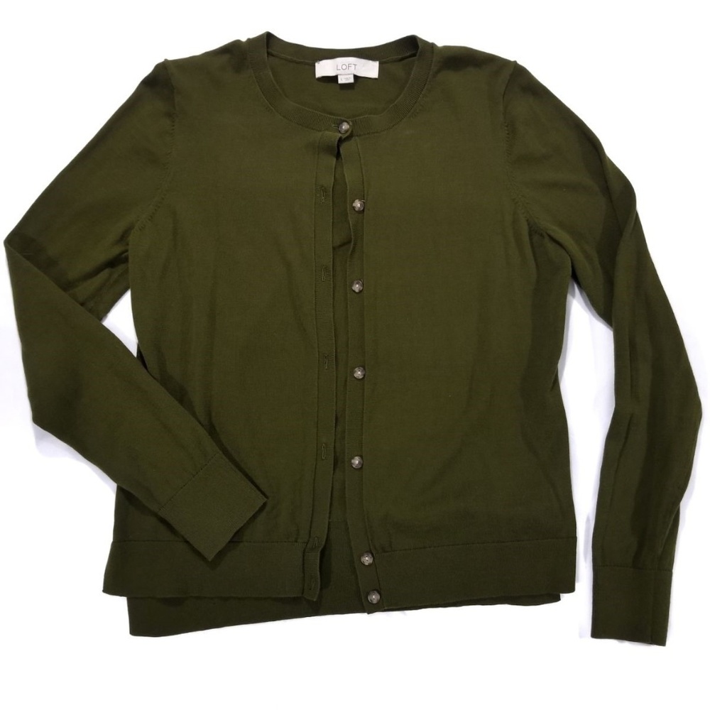 Ann Taylor Loft Olive Green Button up Cardigan